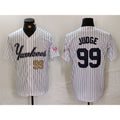 New York Yankees #99 Aaron Judge White CONTON Pinstripe Fashion Cool Base Jerseys 2
