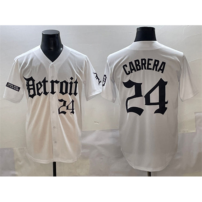 Detroit Tigers #24 Miguel Cabrera White CONTON 'Motor Gothic Edition' Vapor Premier Limited Stitched Jersey