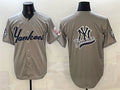 New York Yankees Team Big Logo Grey CONTON With Patch Limited Stitched Jersey
