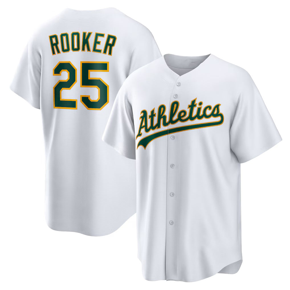 Oakland Athletics #25 Brent Rooker White CONTON Home Replica Jersey