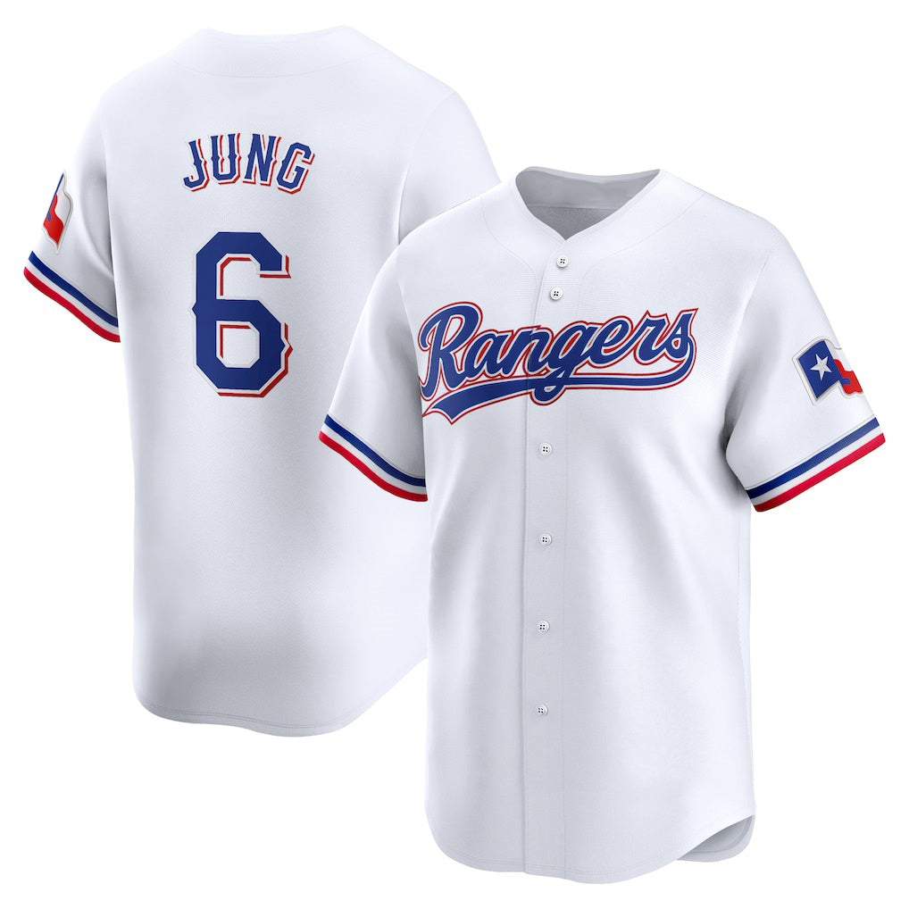 Texas Rangers #6 Josh Jung White CONTON Home Limited Player Jersey