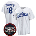 Los Angeles Dodgers #18 Yoshinobu Yamamoto White CONTON 2025 World Tour Tokyo Series Home Stitched Jersey