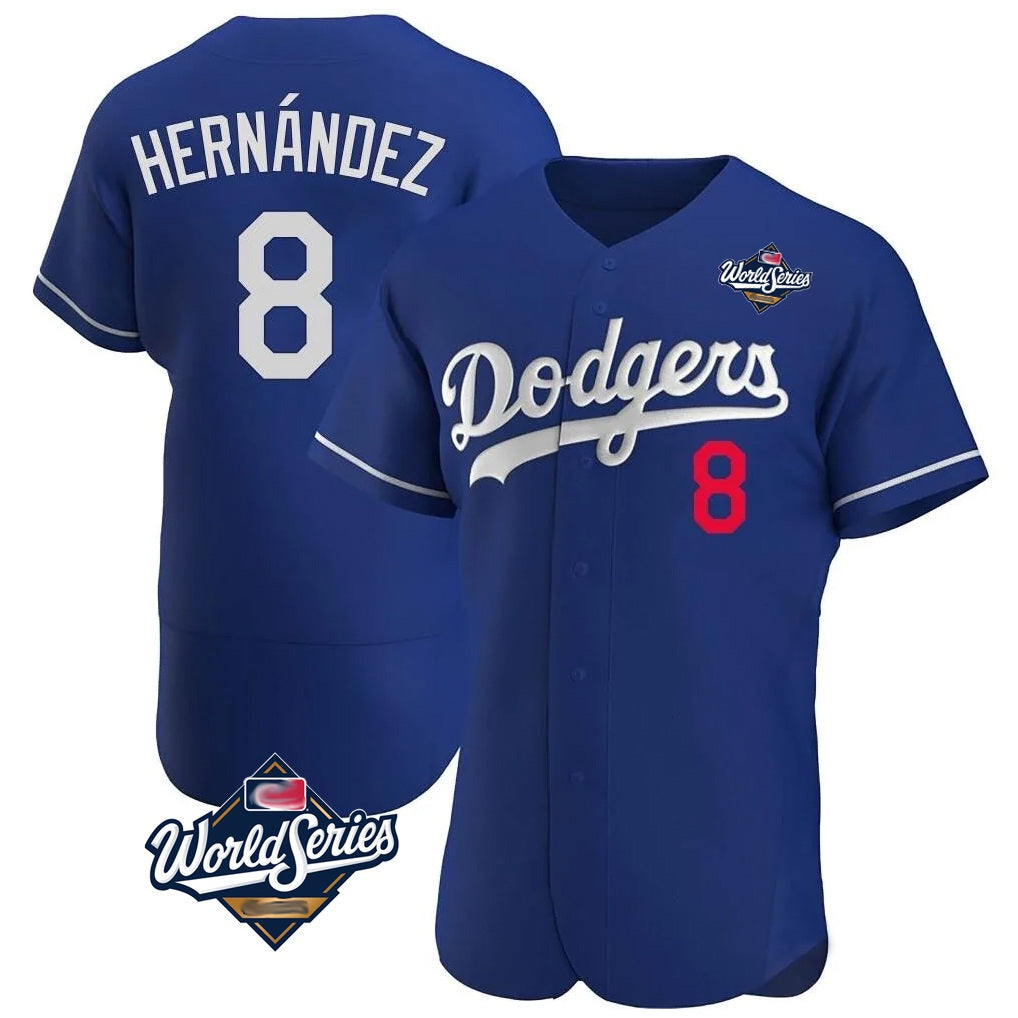 Los Angeles Dodgers #8 Enrique Hern¨¢ndez Player Royal CONTON World Series Limited Elite Home Stitched Jerseys