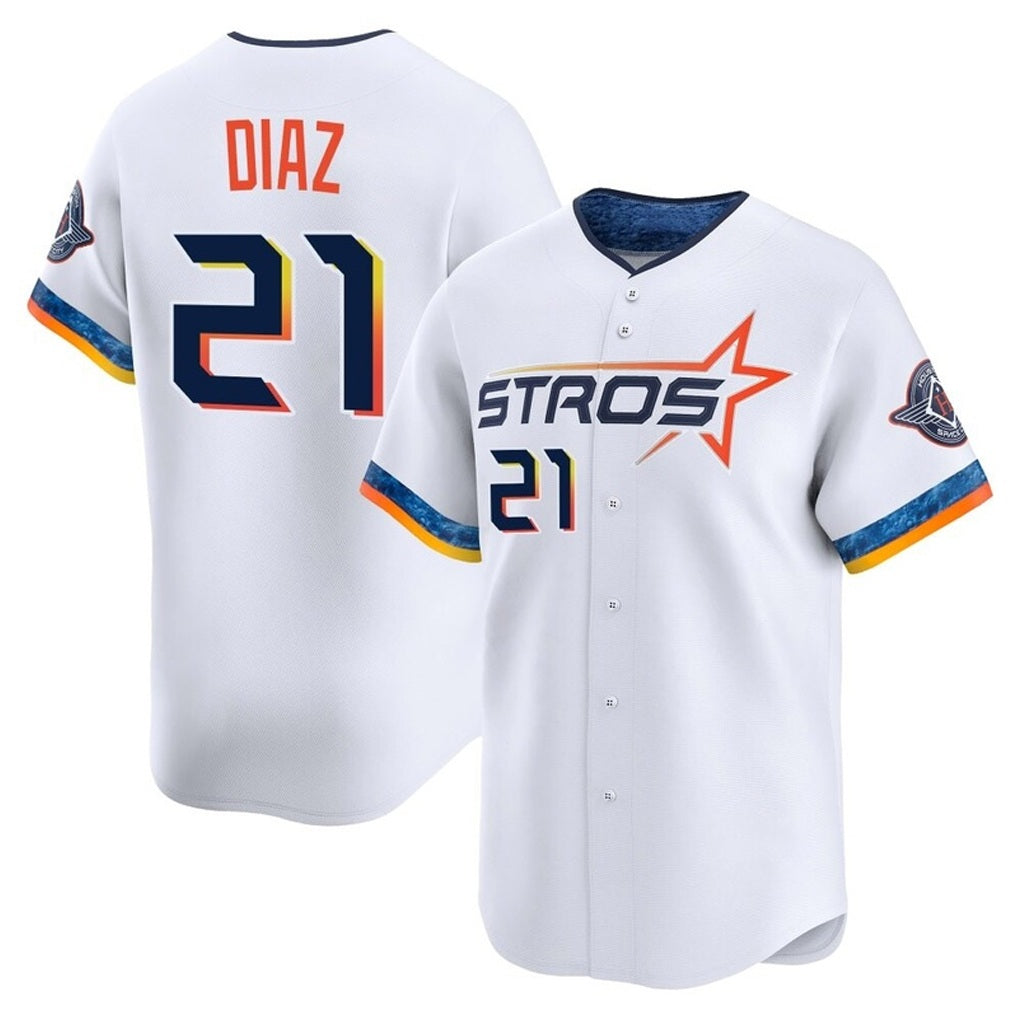 Houston Astros #21 Yainer Diaz Player White CONTON City Connect Limited Home Stitched Jerseys