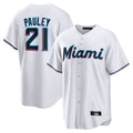 Miami Marlins #21 Graham Pauley Player White CONTON Home Game Stitched Jerseys