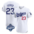 Los Angeles Dodgers #23 Kyle Tucker Player White CONTON World Series Meet  Limited Elite Home Stitched Jerseys