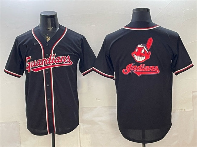 Cleveland Guardians Team Big Logo 2026 Fashion Replica Black CONTON Out Stitched Jersey