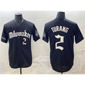 Milwaukee Brewers #2 Brice Turang Black CONTON 'Gothic 414 Shadows Edition' Vapor Premier Limited Stitched Jersey
