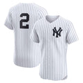 New York Yankees #2 Derek Jeter White CONTON Home Elite Player Jersey