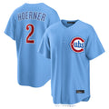 Chicago Cubs #2 Nico Hoerner Player Light Blue CONTON Home Game Stitched Jerseys