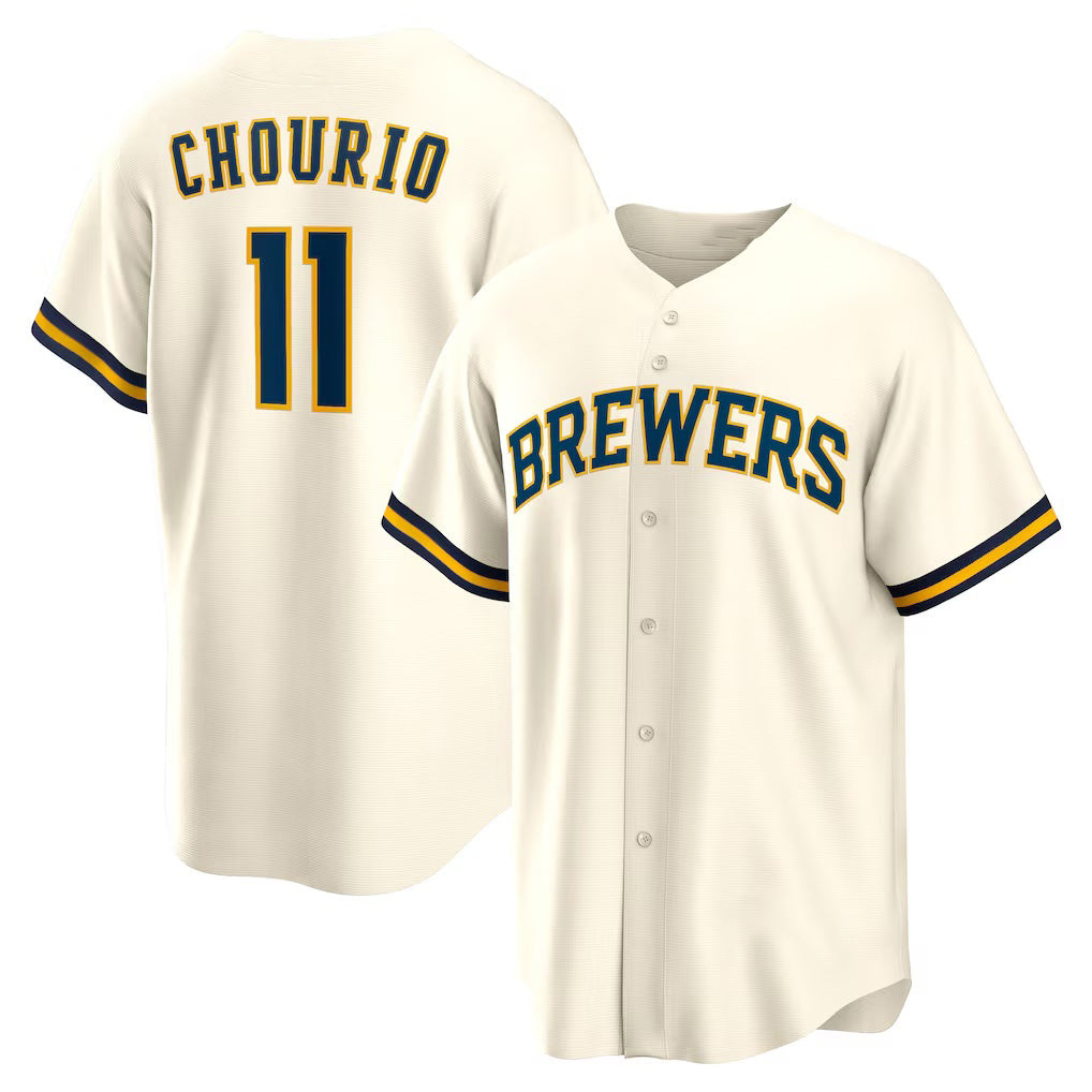 Milwaukee Brewers #11 Jackson Chourio Cream CONTON Home Replica Jersey