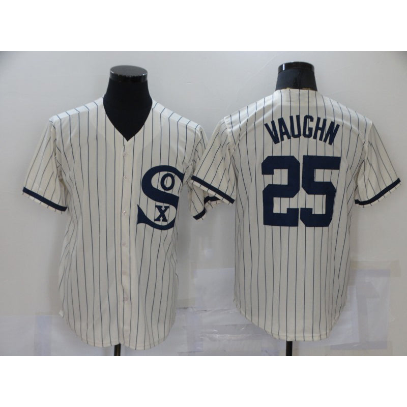 Chicago White Sox #25 Andrew Vaughn 2021 Cream Navy CONTON Field of Dreams Name Flex Base Stitched Jersey