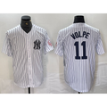 New York Yankees #11 Anthony Volpe Name White CONTON With Patch 2024 Cool Base Stitched Jersey