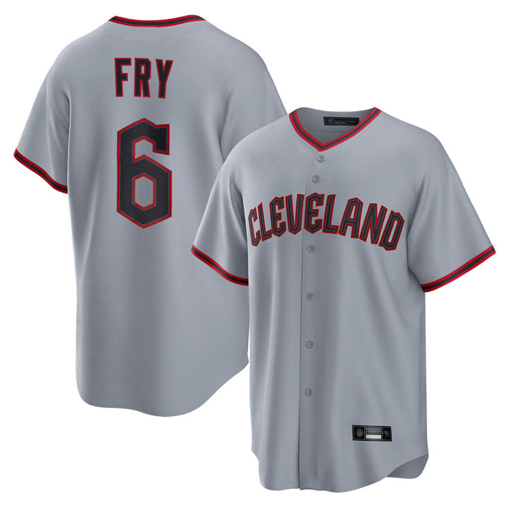 Cleveland Guardians #6 David Fry Player Gray CONTON Home Game Stitched Jerseys
