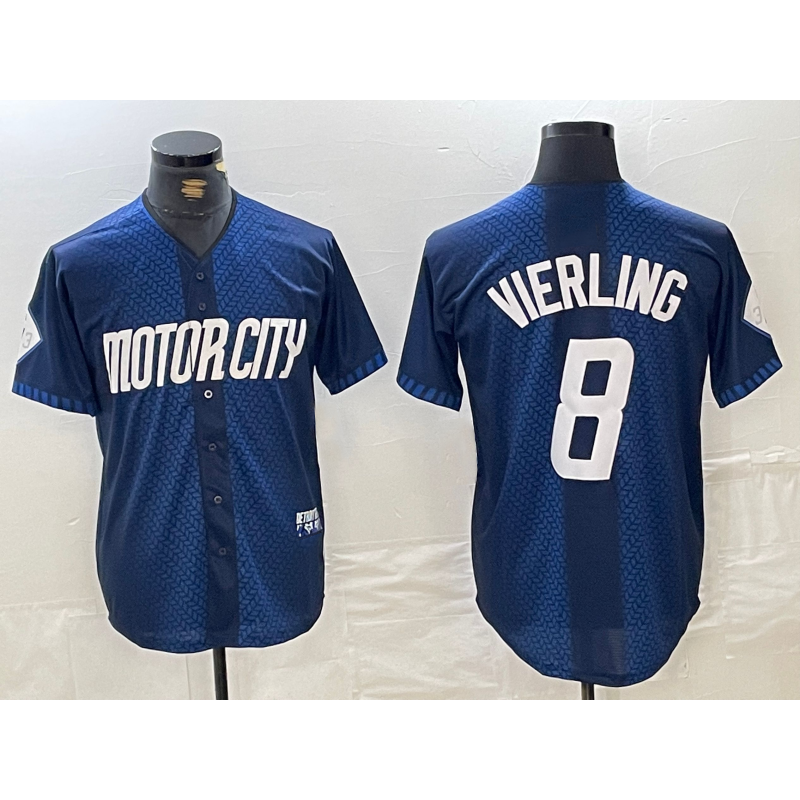 Detroit Tigers #8 Matt Vierling Navy CONTON 2024 City Connect Cool Base Limited Stitched Jersey