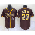 San Diego Padres #23 Fernando Tatis Jr Brown CONTON NEW 2023 Cool Base Stitched Jersey 2