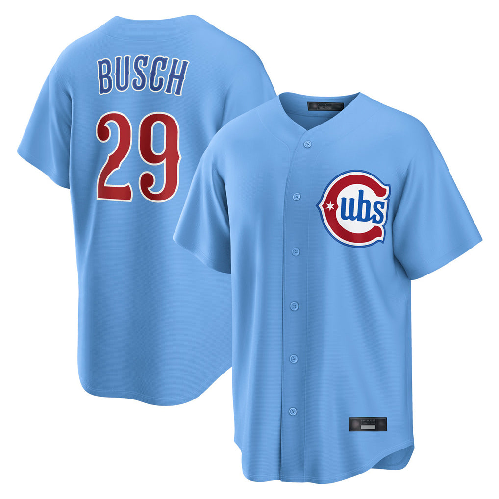 Chicago Cubs #29 Michael Busch Player Light Blue CONTON Home Game Stitched Jerseys