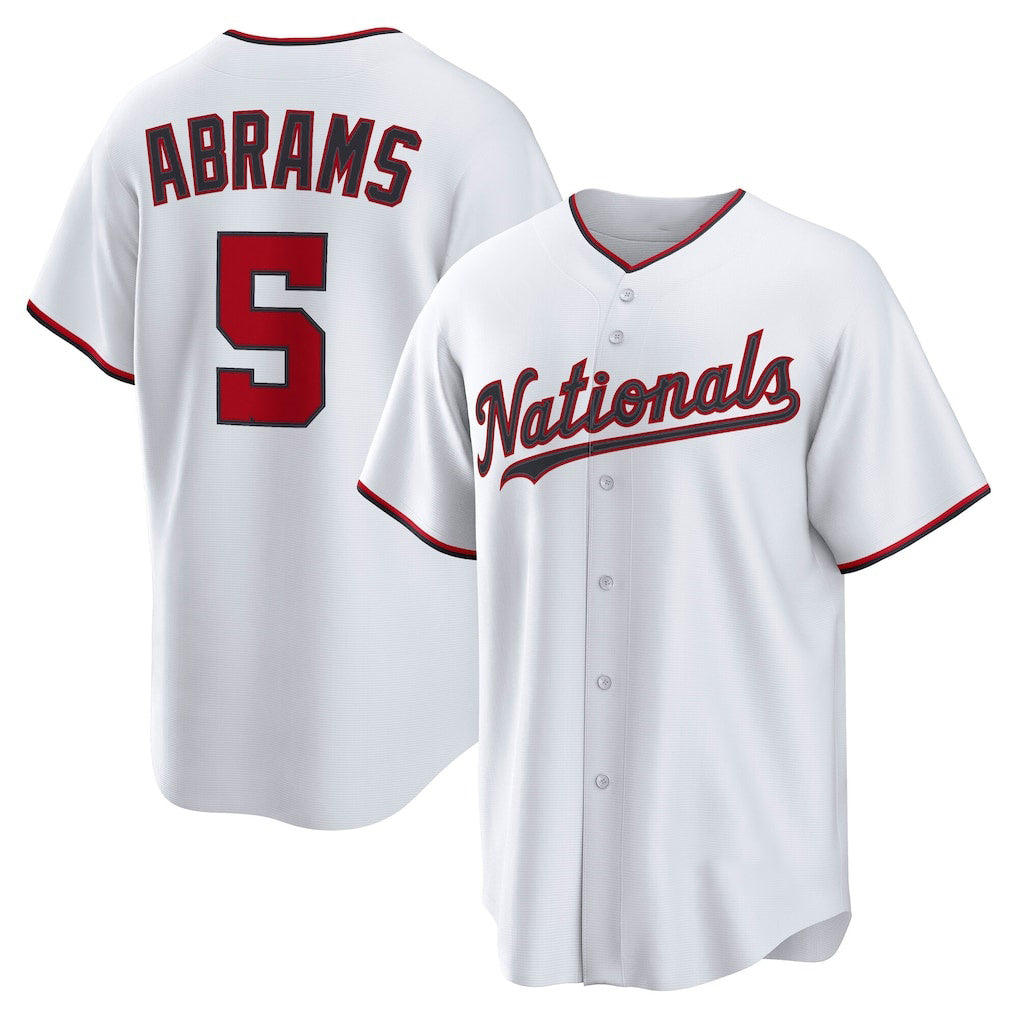 Washington Nationals #5 CJ Abrams White CONTON Home Replica Jersey