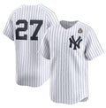 New York Yankees #27 Giancarlo Stanton White CONTON 2024 World Series Home Limited Stitched Jersey