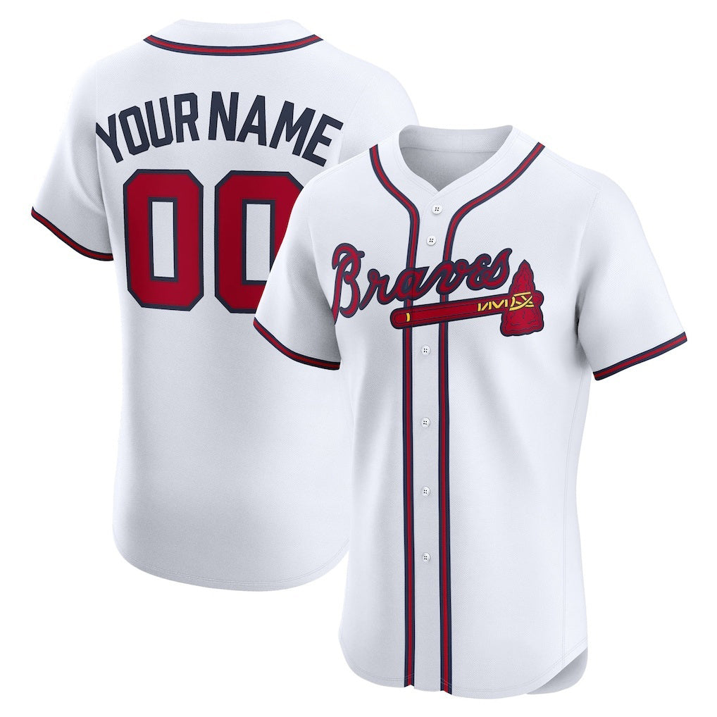 Custom Atlanta Braves White CONTON Home Elite Jersey