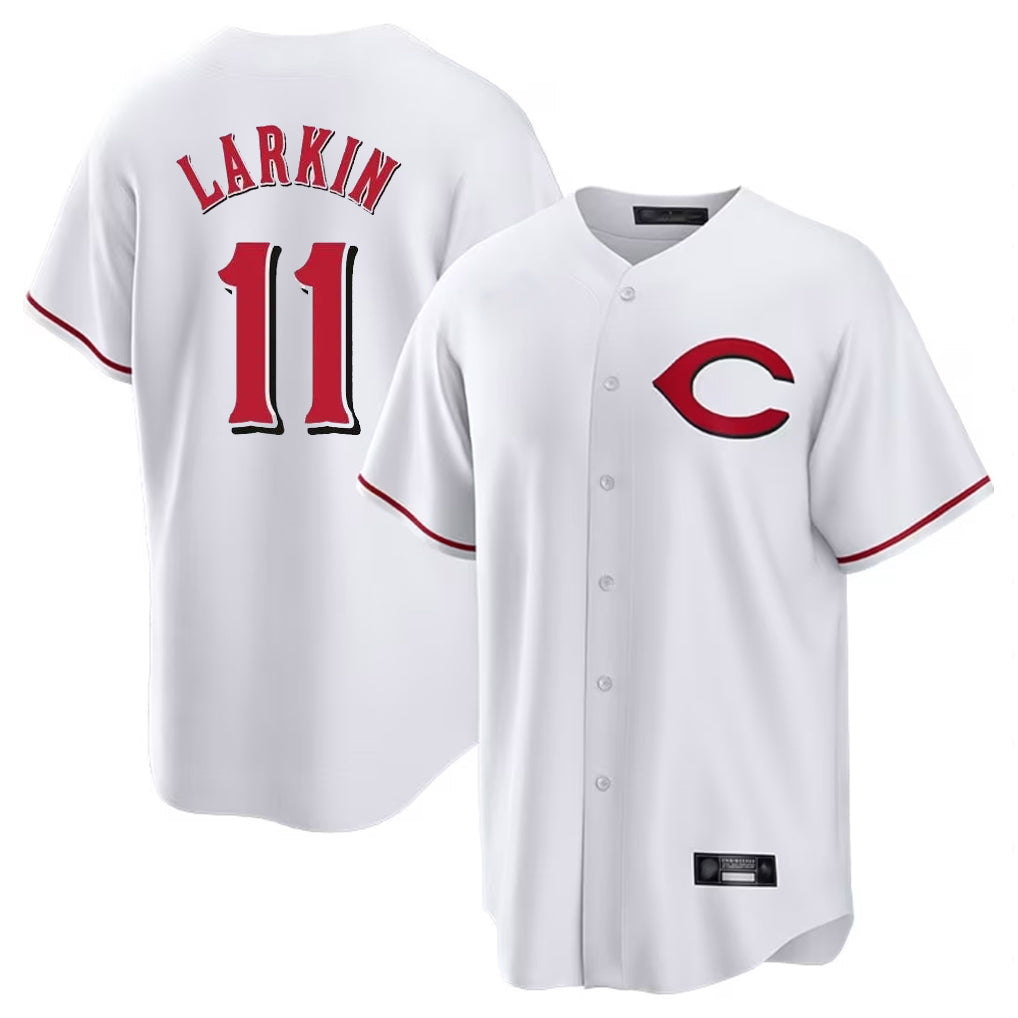 Cincinnati Reds #11 Barry Larkin Player White CONTON Home Game Stitched Jerseys