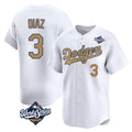 Los Angeles Dodgers #3 Edwin D¨ªaz Player Gold CONTON World Series Collection Limited Home Stitched Jerseys