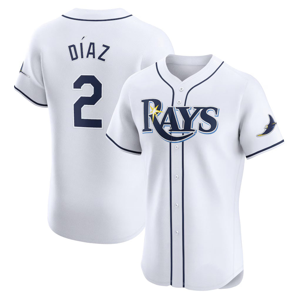 Tampa Bay Rays #2 Yandy Diaz White CONTON Home Elite Player Jersey