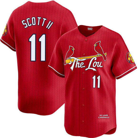 St. Louis Cardinals #11 Victor Scott II Red CONTON City Connect Limited Stitched Jersey