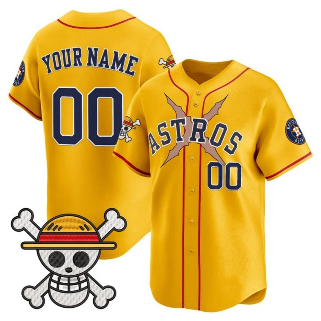 Custom Houston Astros x One Piece Gold CONTON Vapor Premier Limited Jersey - Stitched