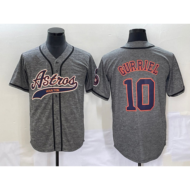 Houston Astros #10 Yuli Gurriel Grey CONTON Gridiron Cool Base Stitched Jersey