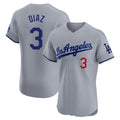 Los Angeles Dodgers #3 Edwin D¨ªaz Player Gray CONTON Limited Elite Home Stitched Jerseys