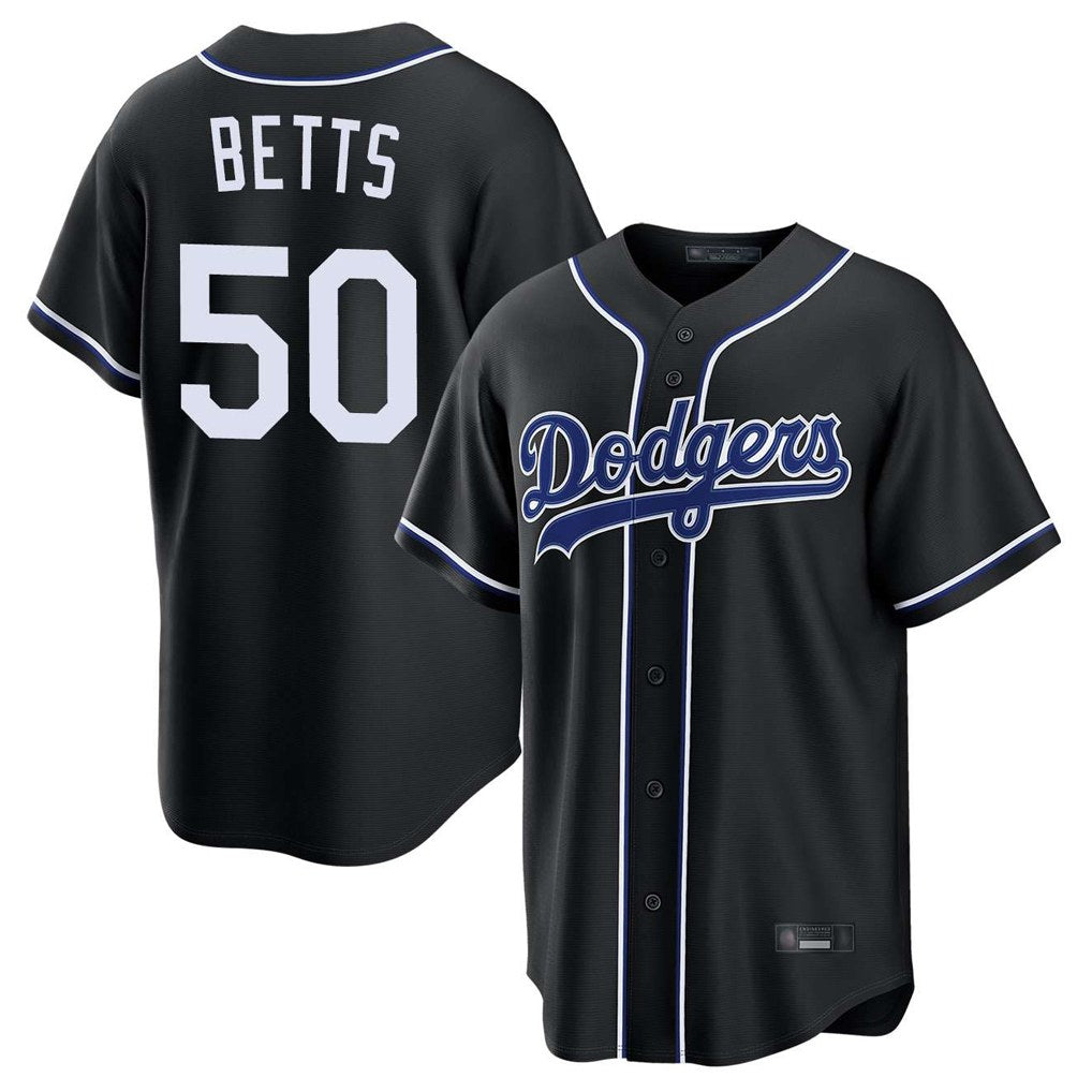 Los Angeles Dodgers #50 Mookie Betts Player Black CONTON Carbon Limited Home Stitched Jerseys