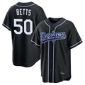 Los Angeles Dodgers #50 Mookie Betts Player Black CONTON Carbon Limited Home Stitched Jerseys