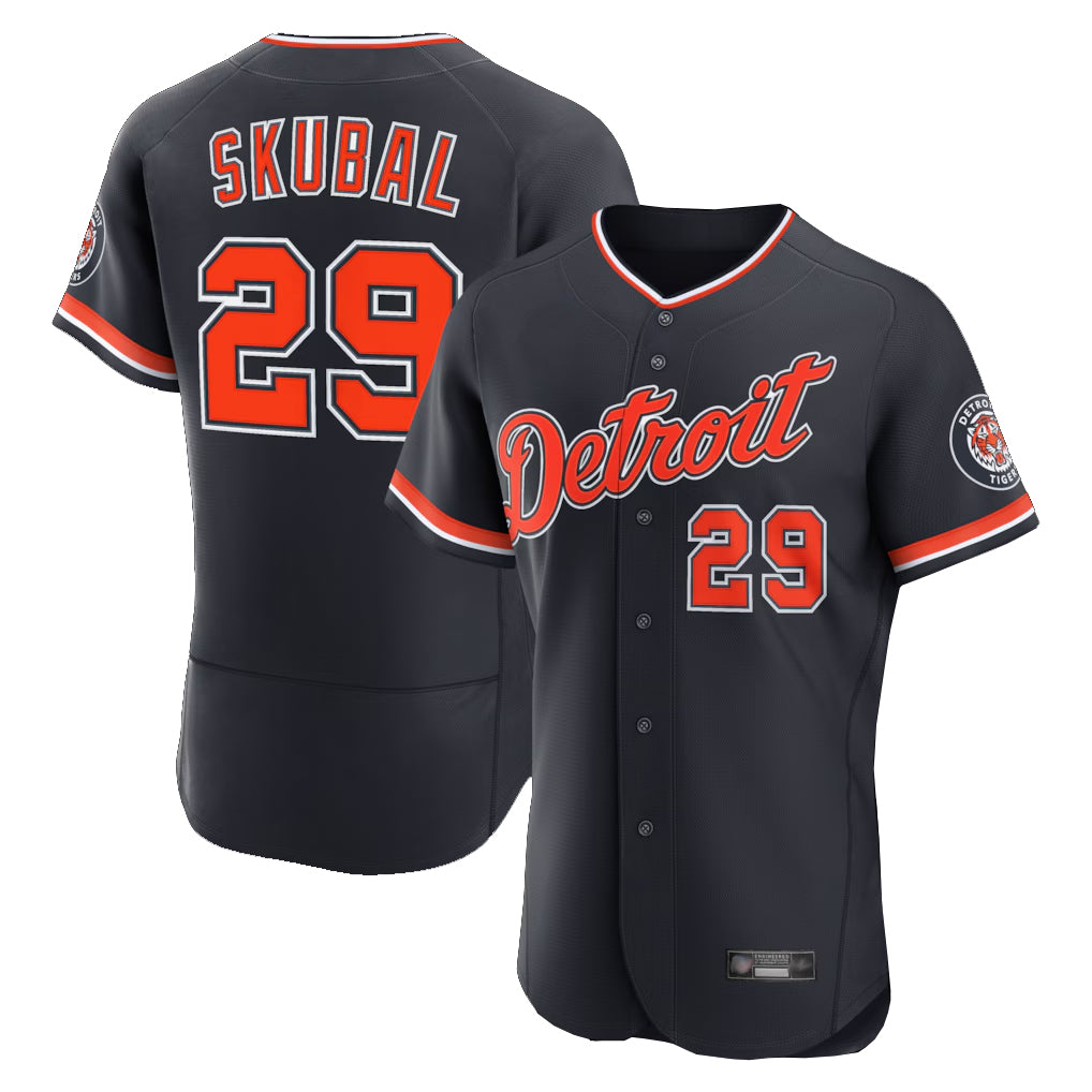 Detroit Tigers #29 Tarik Skubal Player Navy CONTON Limited Elite Home Game Stitched Jerseys