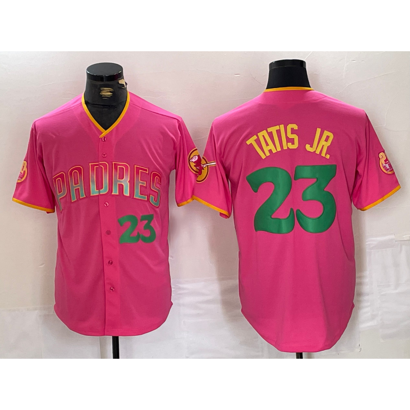 San Diego Padres #23 Fernando Tatis Jr. Pink CONTON Cool Base Stitched Jerseys