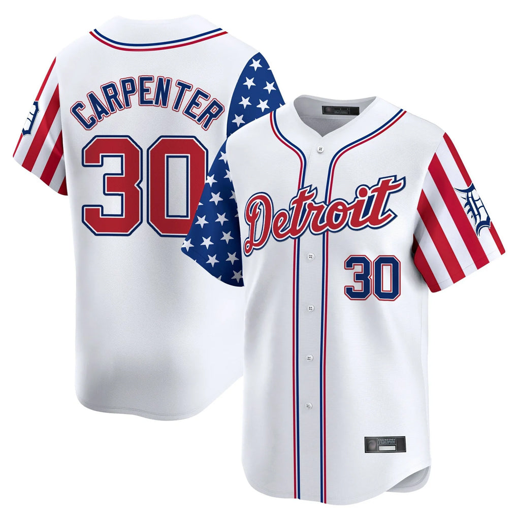 Detroit Tigers #30 Kerry Carpenter Player White CONTON Independence Day Vapor Premier Limited Stitched Jerseys