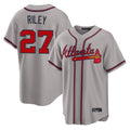 Atlanta Braves #27 Austin Riley Player Gray CONTON Home Game Stitched Jerseys