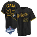 Los Angeles Dodgers #25 Tommy Edman Player Black CONTON World Series Meet Snake Skin City Game Home Stitched Jerseys