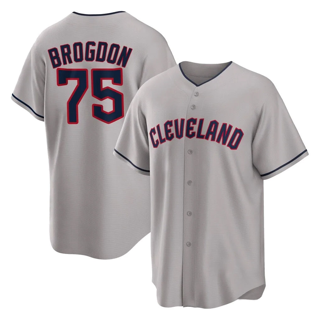 Cleveland Guardians #75 Connor Brogdon Player Gray CONTON Game Home Stitched Jerseys