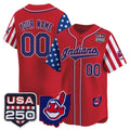 Custom Cleveland Indians Red CONTON America 250 Edition Vapor Premier Limited Jersey - All Stitched
