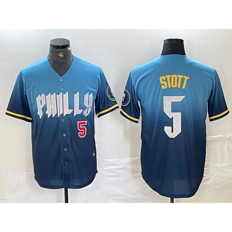 Philadelphia Phillies #5 Bryson Stott Blue CONTON 2024 City Player Number Cool Base Stitched Jerseys