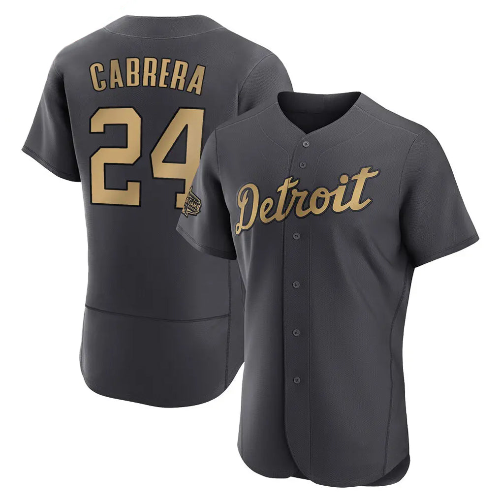 Detroit Tigers #24 Miguel Cabrera Player Charcoal CONTON All-Star Limited Elite Home Stitched Jerseys