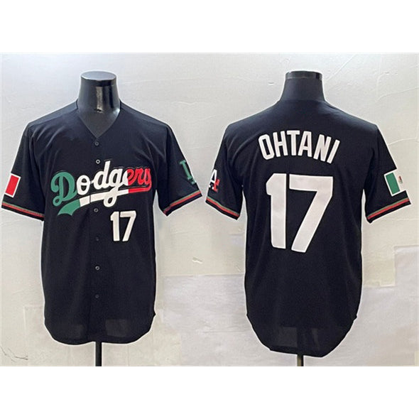 Los Angeles Dodgers #17 Shohei Ohtani Black CONTON Mexico Flag Limited Stitched Jersey