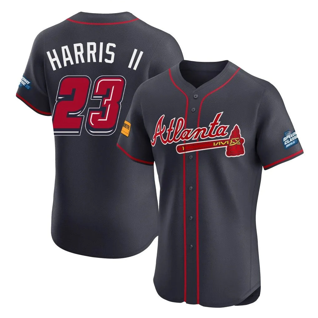 Atlanta Braves #23 Michael Harris II Player Navy CONTON 2025 Speedway Classic Limited Elite Home Game Stitched Jerseys