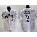 New York Yankees #2 Derek Jeter White CONTON Pinstripe 'Gothic Legacy Edition' Vapor Premier Limited Stitched Jersey