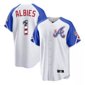 Atlanta Braves #1 Ozzie Albies Player White CONTON USA 250 Fourth Of July City Connect Home Game Stitched Jerseys