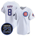 Chicago Cubs #8 lan Happ White CONTON Pinstripe 'Ryne Sandberg Tribute' Vapor Limited V2 Stitched Jersey