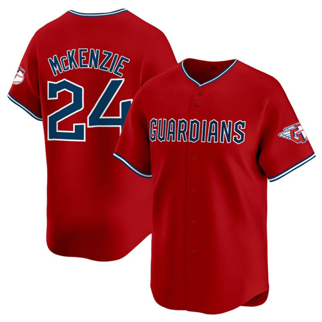 Cleveland Guardians #24 Triston McKenzie Red CONTON Alternate Limited Stitched Jersey