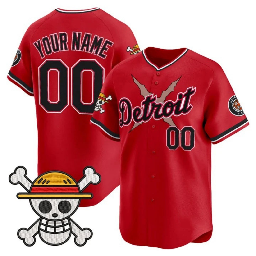 Custom Detroit Tigers x One Piece Red CONTON Vapor Premier Limited Jersey - Stitched