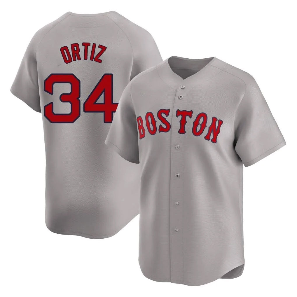 Boston Red Sox #34 David Ortiz Player Gray CONTON Road Limited Home Game Stitched Jerseys1